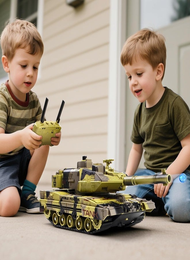 Supdex 1/24 RC Tank -2.4Ghz Remote Control Army Tank with 360°Rotating Turret, Auto Demo, Sound & Smoke & Light, Military Vehicles Model Gift for Boys 6-8 - Image 5